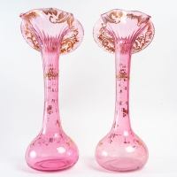 Paire de vases tulipe en cristal, XIXème siècle