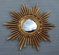 1950/70 ‘ Miroir soleil Convexe, Bois Doré Diamètre 68 cm