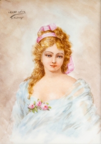 Plaque en porcelaine Laure lévy fin XIXème siècle