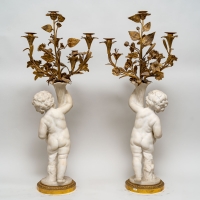 Paire de candélabres en marbre et bronze doré, Circa 1870