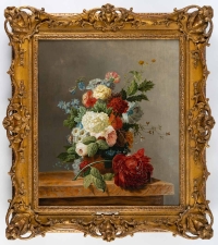 Petronella Van Woensel (1785-1839). Bouquet De Fleurs Sur Un Entablement.
