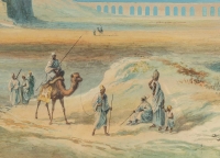 Tableau orientaliste aquarelle, fin XIXème siècle