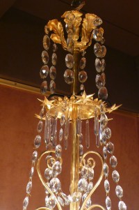 Lustre En Bronze Doré Et Bronze Patiné à Six Bras De Lumière