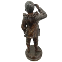 Pierrot à La Mouche Par Emile Engler (XIX-XXe) - Bronze