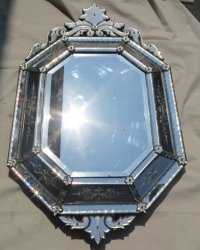 1880′ Miroir Octogonal à Fronton Napoléon III