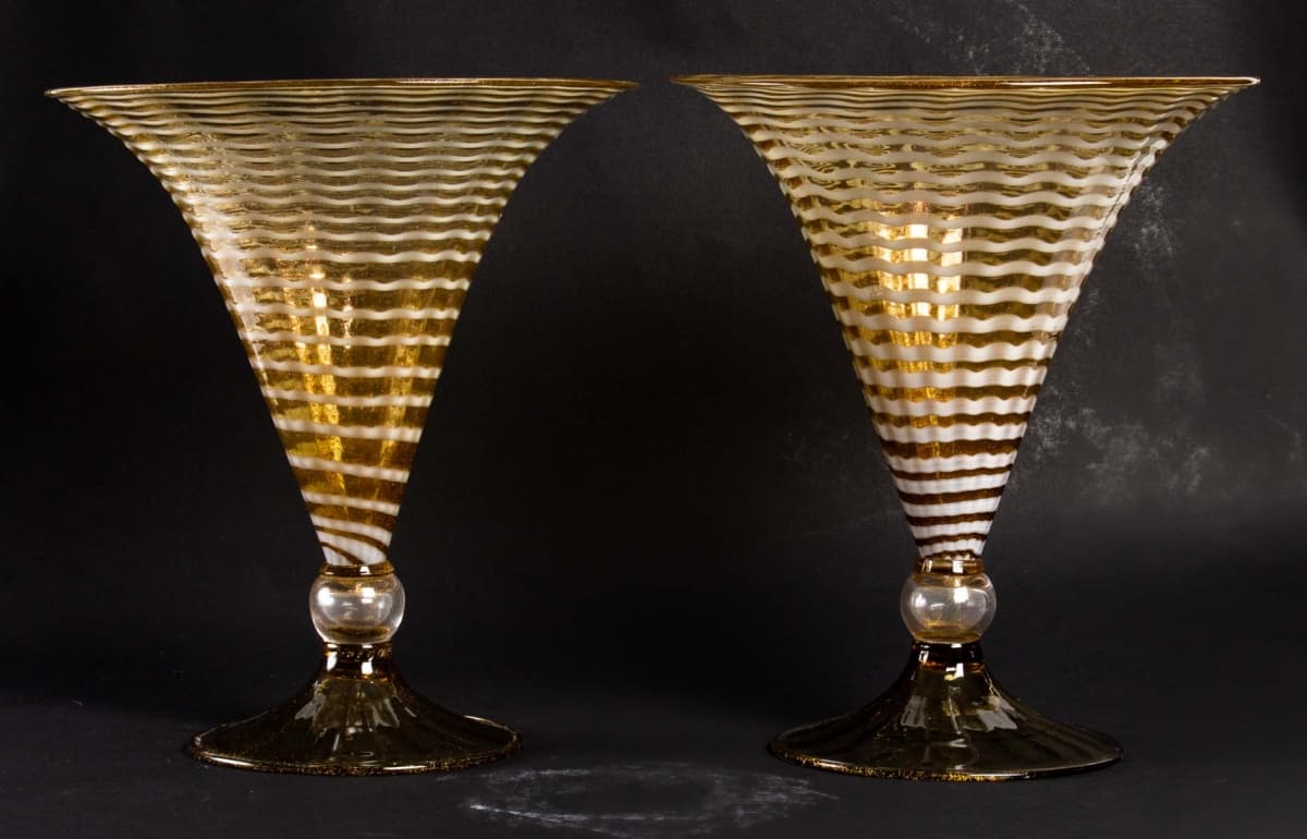Paire de vases en adventurine, A. Salviati vers 1870|||||||