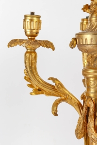 Paire de candélabres en bronze doré, époque Napoléon III, XIXème siècle