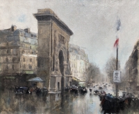 HERVE Jules Tableau Impressionniste 20è Paris Porte St Martin Grands Boulevards Huile sur toile Signée