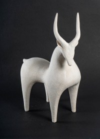 Sculpture en grès blanc &quot;la gazelle&quot;