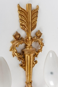 Paire d&#039;appliques en bronze doré, style Louis XVI