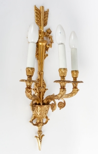 Paire d&#039;appliques en bronze doré, style Louis XVI