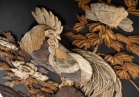Coq japonais en acre, os et ivoire, fin XIXème