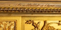 Paire de tables en bronze style Louis XVI, dessus marbre rouge XIXème. Millet