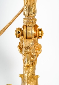 Paire de lampes en bronze doré fin XIXème siècle