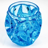 Vase &quot;Tourbillons&quot; cristal bleu électrique de LALIQUE FRANCE