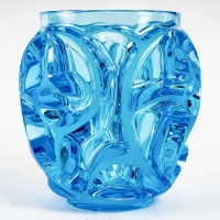 Vase &quot;Tourbillons&quot; cristal bleu électrique de LALIQUE FRANCE