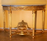 Console demi-lune d&#039;époque Louis XVI en bois doré