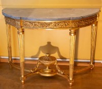 Console demi-lune d&#039;époque Louis XVI en bois doré