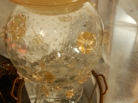 1970′ Vase Cristal Murano Style Barovier &amp; Toso Avec Paillons d’Or Non Signé