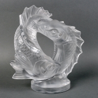 Sculpture Motif Décoratif &quot;Deux Poissons&quot; cristal blanc de Marc LALIQUE
