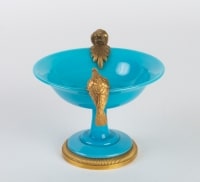 Coupe en opaline bleu turquoise 19e siècle