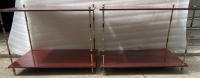 1950′ Paire de Tables Maison Baguès Décor Bambou en Bronze Bicolore Avec Plateaux Acajou 65 X 42 X H 48 cm