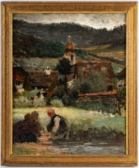 Enfants Jouant Près D’une église. Emile Wery 1868-1935