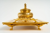 Encrier double du XIXème siècle, époque Napoléon III, Bronze doré