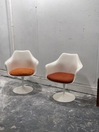 Two Knoll Swivel Tulip Armchairs