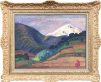 DETROY Léon Ecole de Crozant 20è siècle Paysage de montagne Huile Sur Toile Signée