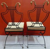 Paire de chaises Art Déco en bronze dossier lyre