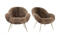 1950s Pair of Fritz Neth Sheep Fur Armchairs