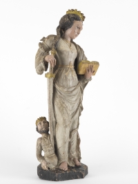 Sainte Catherine d’Alexandrie, Sculpture polychrome et dorée. France milieu XVIe siècle.