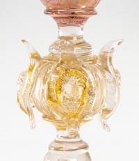 Très grand verre vénitien rose Salviati ou Frateli Toso, 1880