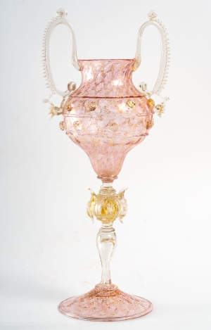 Très grand verre vénitien rose Salviati ou Frateli Toso, 1880||||||||||