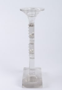 Paire de Bougeoirs « Tokyo » verre blanc de René LALIQUE