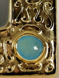 Miroir bijoux en céramique émaillé de Francois Lembo 1960