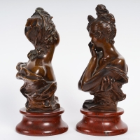 Georges Van Der Straeten (1856-1926)- Rieuse, Malicieuse- Bustes En Bronze. Circa 1890.