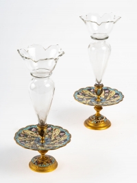 Une paire de coupe en cristal et bronze doré fin XIXème siècle
