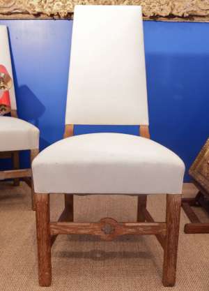 Série de 4 chaises en chêne cérusé, années 40, France, dans le goût d&#039;Adnet