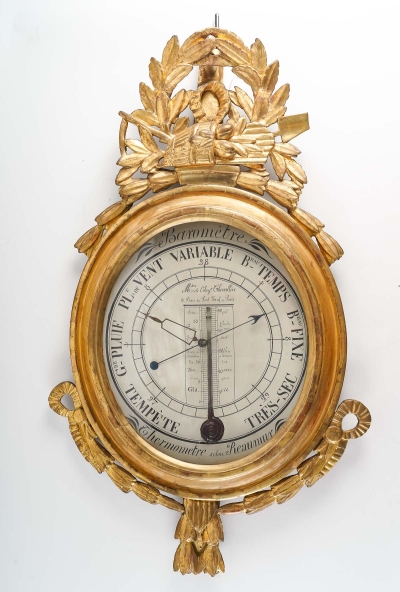 Baromètre-thermomètre d'époque Louis XV de style rocaille
