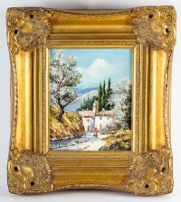 Huile sur toile, Village de Provence, XXème siècle