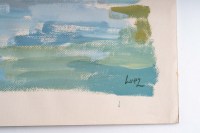 Peinture sur Papier, Paysage Laconique, Lac et campagne, Luez, année 1980.