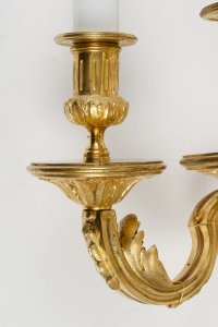Importante paire d’appliques au Mufle de Lion en bronze ciselé et doré vers 1800-1820
