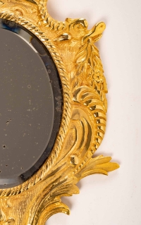 Paire de miroirs en bronze fin XIXème siècle