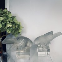 Rene Lalique Presse-Papiers Moineau Sur Socle Ailes Croisées