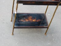 1950/70&#039; Table a Tiroir Bronze Décor Bambou , Plateau Laque de Chine St Maison Bagués 48 X 25 cm