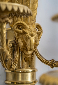 Henri Picard Paire d’importantes appliques à cinq bras de lumières en bronze doré vers 1850