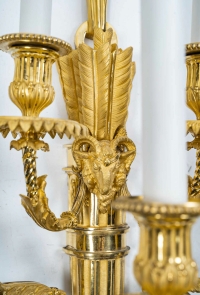 Henri Picard Paire d’importantes appliques à cinq bras de lumières en bronze doré vers 1850