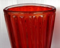 1970&#039; Paire de Vases Cristal Murano Rouge et Or Toso Signés